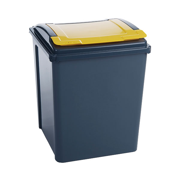 VFM Recycling Bin Gry/Ylw Lid 50L