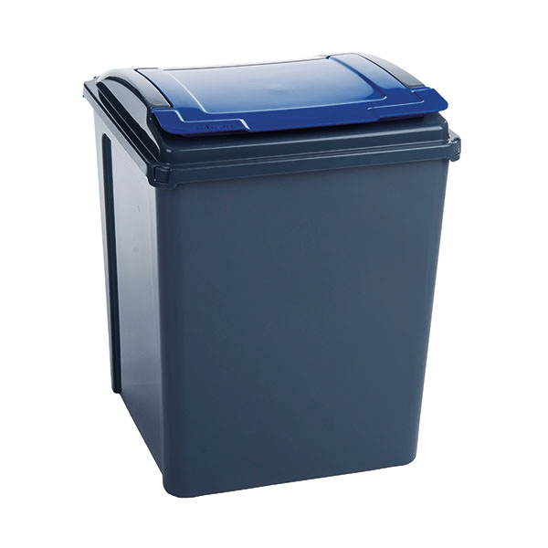 VFM Recycling Bin Gry/Blue Lid 50L