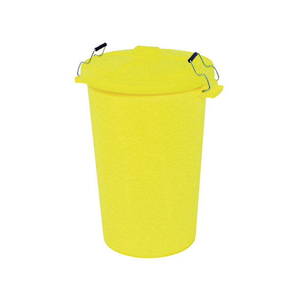 Dustbin with Clip On Lid Yellow 90L