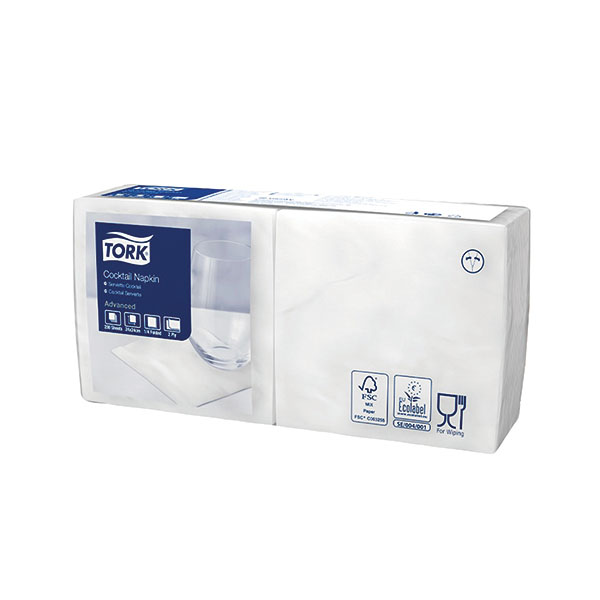 Tork Cocktail Napkins 2Ply Wht Pk200