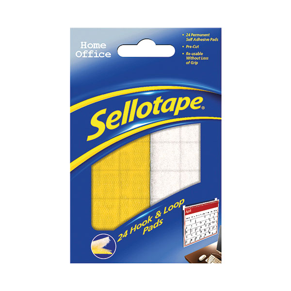 Sellotape Sticky Hook/Loop Pad Pk24