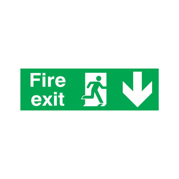 Signslab Fire Exit Man Arrw Down PVC