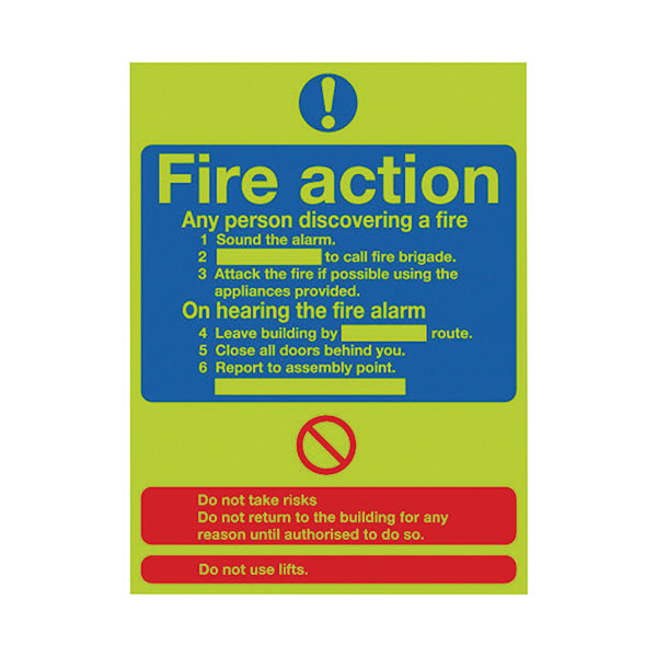 Signslab Fire Action Std Niteglo