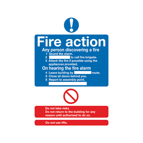 Fire Action Standard PVC Sign A5