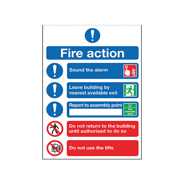 Fire Action Symbolised Sign A5