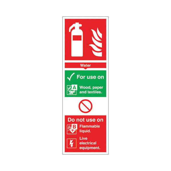 Sign Fire Extgr Water PVC 300x100mm