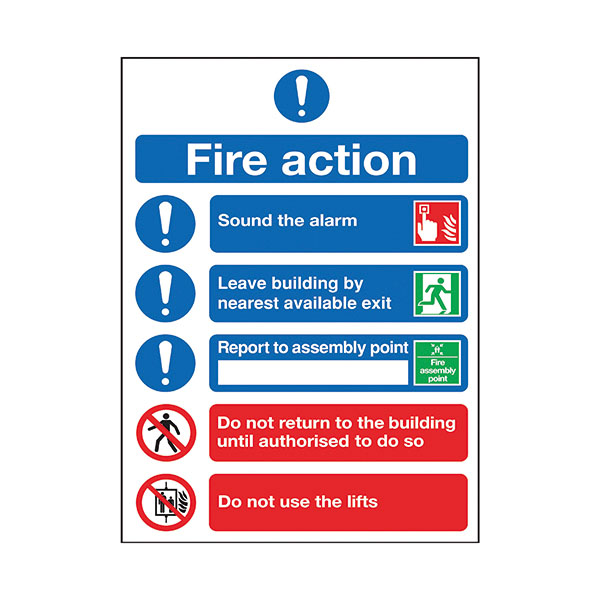 Safety Sign Fire Action Symbols A4