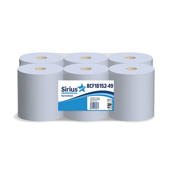 Sirius 2Ply Cntrfd Roll 150M Blu Pk6