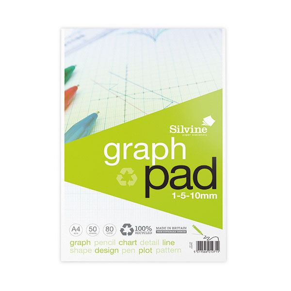 Silvine Recy Graph Pad 1/5/10 A4 50p