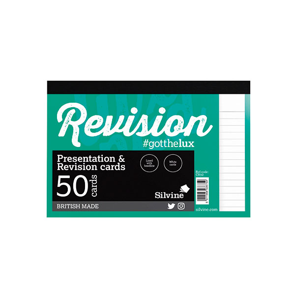 Silvine 50 Revision Card Wht Pk1000