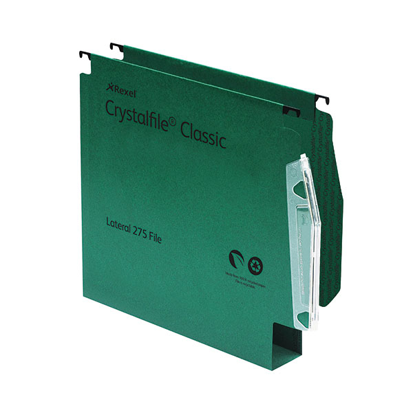 Rexel Crystalfile Lat File Grn Pk50