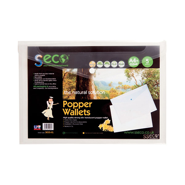 SS Eco Popper Wallet Pk 5 Clear