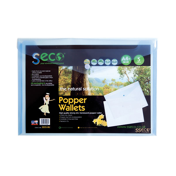 SS Eco Popper Wallet Pk 5 Blue