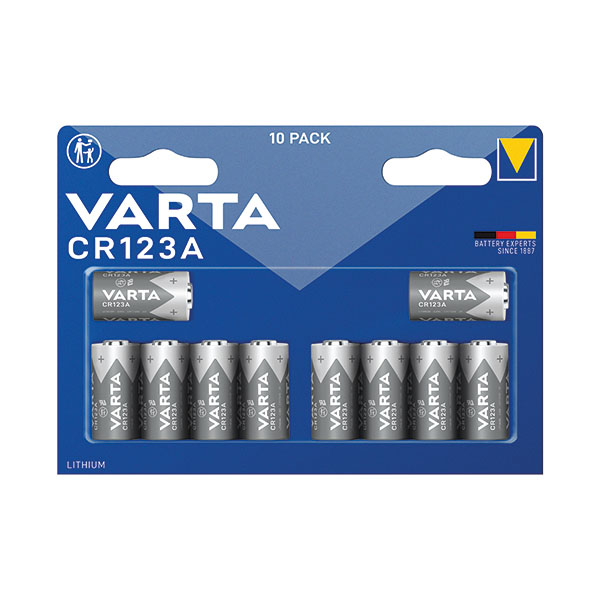Varta CR123A Lithium Bat Cylind Pk10