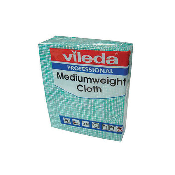 Vileda Medium Weight Cloth Grn Pk10