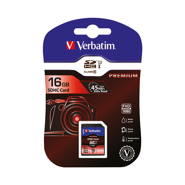 Verbatim SDHC Mem Card Class 10 16Gb