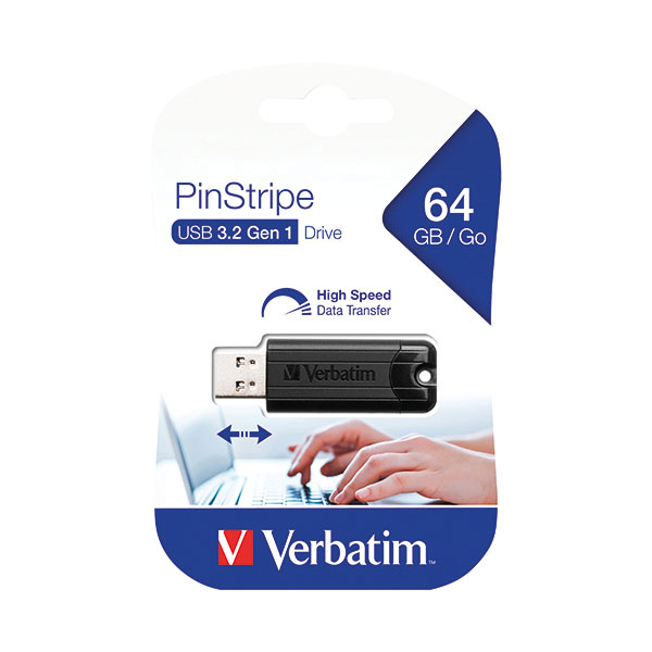 64Gb Black Pinstripe USB 3.0 Drive