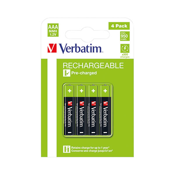 Verbatim AAA Rchb Batteries Pk4