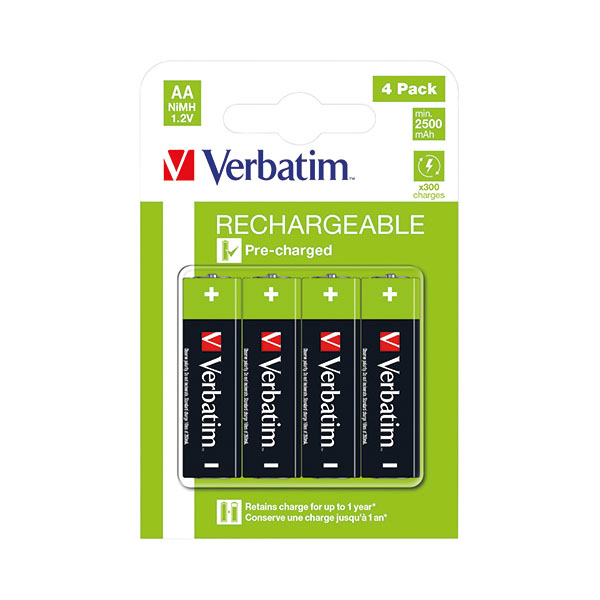 Verbatim AA Rchb Batteries Pk4