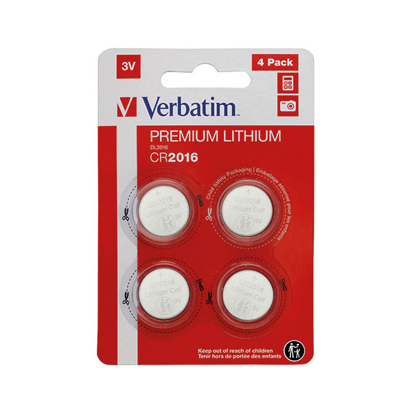 Verbatim CR2016 3V Lih Battery Pk4