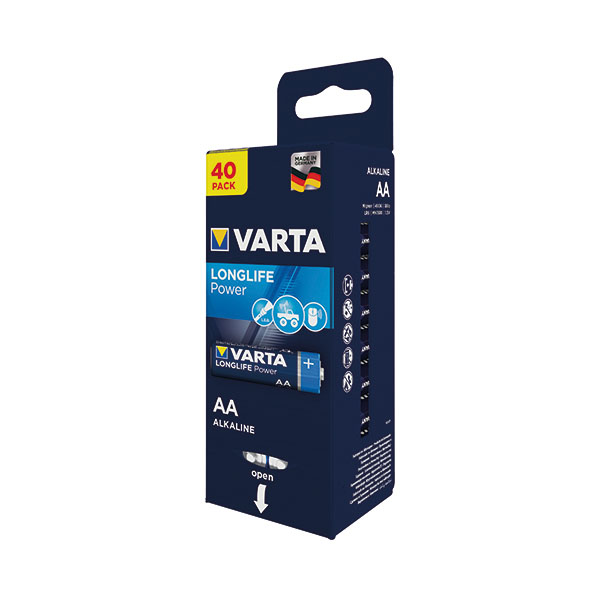 Varta Longlife Pwr AA Battery Pk40