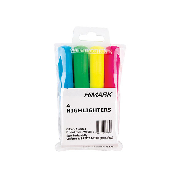 Hi-Glo Highlighters Assorted Pk4