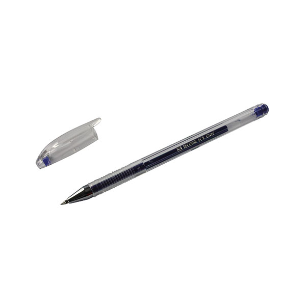Blue Gel Pens Transp Barrel Pk10