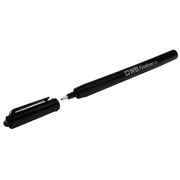 Fineliner 0.4mm Black Pens Pk10