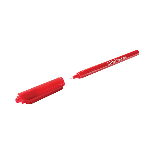 Fineliner 0.4mm Red Pens Pk10