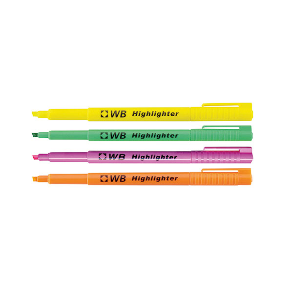 Highlighter Pens Assorted Pk4