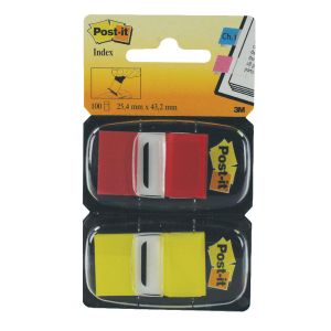 Post-it Red/Yellow Index 1in Pk2