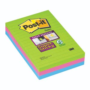 Post-it S/Sticky Ruled 101x152mm Pk3