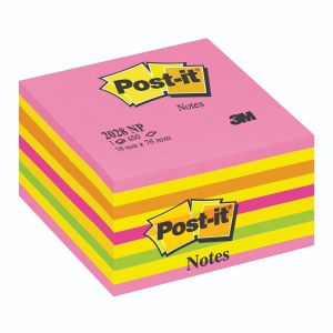 Post-it Neon Note Cube 76x76mm