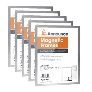 Announce Magnetic Frames A4 Slv Pk5
