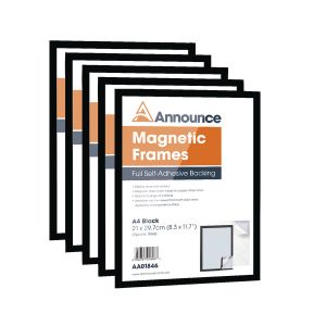 Announce Magnetic Frames A4 Blk Pk5