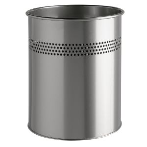 Durable Metal Waste Bin 15L Silver