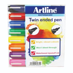 Artline 2In1 Fchrt Mrkr Pk8 Ast