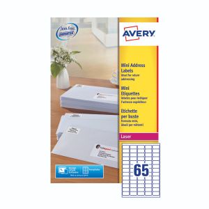 Avery Mini Lbls Wht 65L/Sh Lsr Bx25