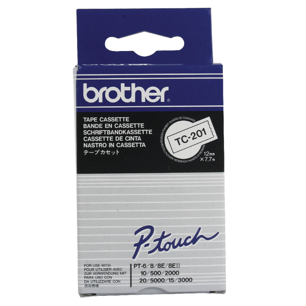 Brother TC-201 Tpe 12mm Blk/Wht Tpe