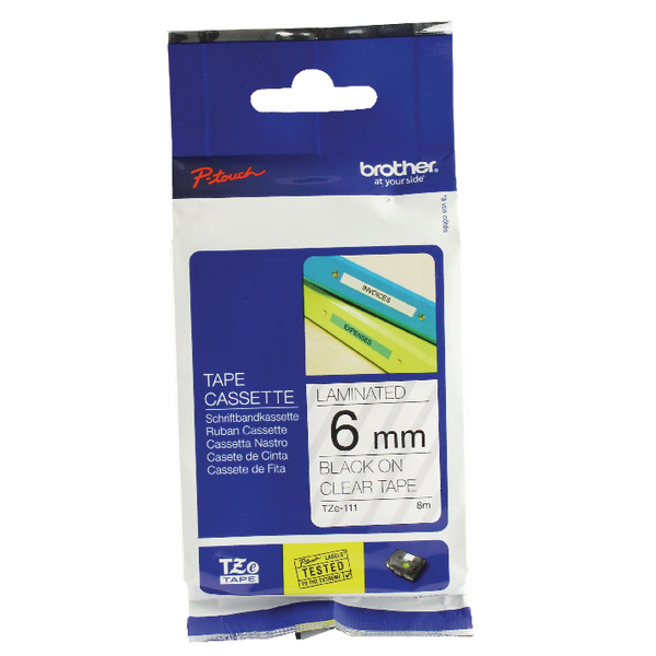 Brother TZe Tpe 6mmx8m Blk/Clear Tpe