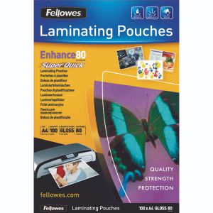 Fellowes A4 Quick Lam Pouch Pk100 Fellowes A4 Quick Lam Pouch Pk100