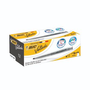 Bic Velleda Markers 1741 Blk Pk12