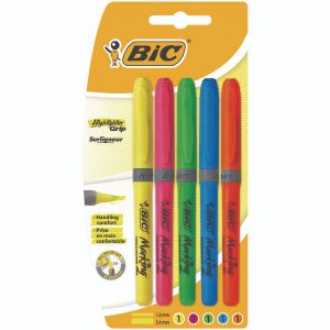 BIC Highlighter Grip Assorted Pk 5