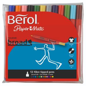 Berol Colour Broad Pen Asst WB Pk12