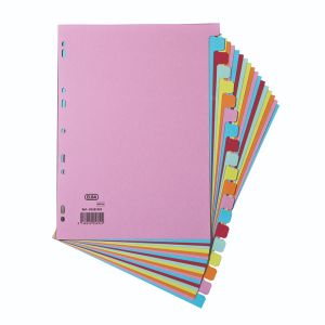 Elba A4 Card Dividers 20 Part Ast