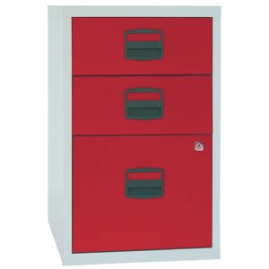 Bisley 3 Drw Home Filing Grey/Red