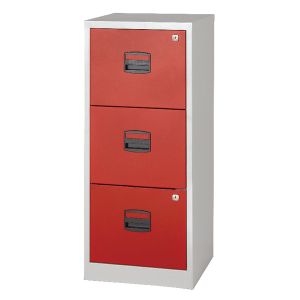 Bisley 3 Drw Home Filing Grey/Red