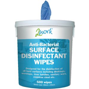 2Work Disinfectant 500 Wipes Tub