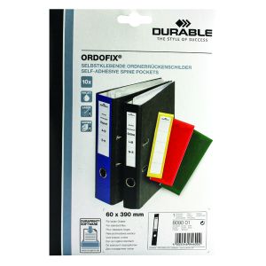 Durable Ordofix Spine Label Blk Pk10