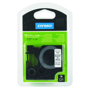 Dymo D1 Tape 12mm x 5.5m Blk/Wht